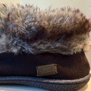 Woolrich Women's Dark Brown Fur-Lined Slippers Size 10